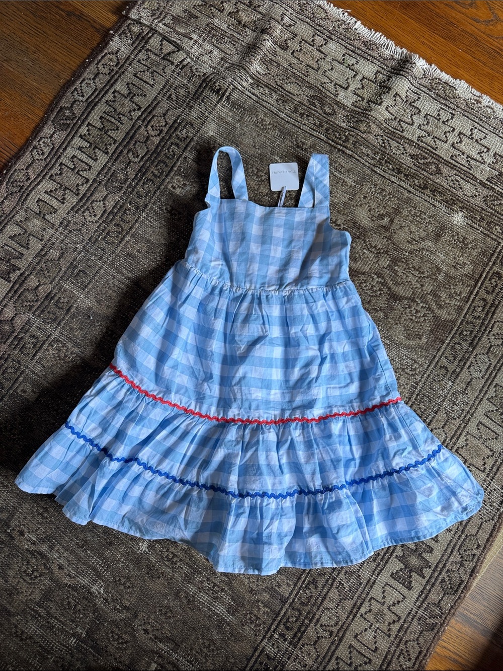 Girls' Blue Gingham Tiered Sundress with Ruffle Trim 6t NWT tahari